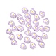 クリアガラスビーズ  エナメル  花柄とハート  プラム  12x12x6.5mm  穴：0.9mm GLAA-C026-03C-1