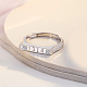 調節可能な真鍮のラインストーンのカップルの指輪  1314  銀  クリスタル RJEW-BB48863-B-2