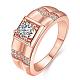 Real Rose Gold Plated Brass Cubic Zirconia Wide Band Rings For Men RJEW-BB06407-10RG-1