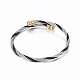 Trendy 304 Stainless Steel Torque Bangles & Rings Sets SJEW-H073-08-4