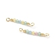 Round Glass Beaded Connector Charms with Rack Plating Real 18K Gold Plated Brass Findings KK-M266-21G-2