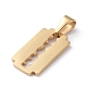 304ステンレス鋼ペンダント  かみそりの刃の形  ゴールドカラー  20x12x1.5mm  穴：8x3mm STAS-I127-011G-2