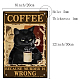 Creatcabin Plaque en métal humoristique en forme de chat noir - Décoration artistique vintage pour café AJEW-WH0157-550-2