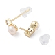 Natural Pearl & Glass Rectangle Stud Earrings EJEW-P256-82G-2