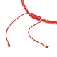 Плетеный ножной браслет из стеклянных семян и латунных бусин с подвесками от сглаза лэмпворк AJEW-AN00484-02-5