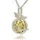 Silver Color Plated Brass Hollow Round Cage Pendants KK-J230-08S-2