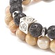 2Pcs 2 Style Mala Bead Bracelets Set with Tibetan Agate Dzi Beads BJEW-JB08020-03-6
