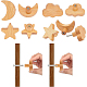 Benecreat 6 Stück 3 Stile Holz Wandhaken Stern Mond Wolke Huthaken dekorative Wandgarderobe mit Schrauben zum Aufhängen von Kleidung Hüte Handtücher Taschen (2 Stück/Stil) AJEW-BC0001-88-1