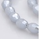 Lustre de la perla de vidrio chapado imitación de jade facetado abalorios de arroz hebras GLAA-A030A-PL03-1