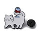 Emaille-Brosche in Form einer betrunkenen Katze aus Legierung JEWB-R021-08C-2