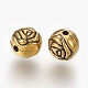 Tibetan Style Alloy Round Carved Rose Beads TIBEB-5794-AG-FF-2
