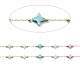 Étoiles de coquillage naturelles colorées et chaînes à maillons perlées en laiton CHS-C008-03G-2