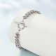 Rhodium Plated 925 Sterling Silver Round Beaded Stretch Bracelets for Women DS4468-1-2