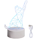 アクリル 3d クリエイティブ ビジュアライゼーション ランプ  タッチランプ  猫  透明  9.8~17.5x9.8~13x0.35~4cm  2個/セット DJEW-WH0010-53-1