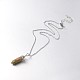 Brass Gemstone Bullet Pendant Necklaces NJEW-JN01042-2