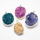 Electroplated Natural & Dyed Druzy Agate Pendants G-N0167-023A-1