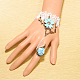 Retro Cloth Lace Gothic Alloy Flower Resin Bracelets Connected Resin Flower Rings BJEW-JL041-10-2