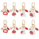 Delorigin 8 個 4 スタイル合金エナメル ペンダント キーチェーン  いちごと菊のチャーム付き  キーホルダー用  財布  バックパック飾り  ミックスカラー  5.7~6.8cm  2個/スタイル KEYC-DR0001-10-1