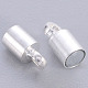 Silver Color Plated Column Brass Magnetic Clasps X-KK-J149-S-3