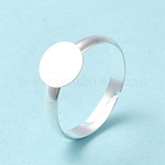 Componentes de anillo de latón, sin plomo, cadmio, níquel, fornituras de anillo almohadilla, para la fabricación de la joya, ajustable, color plateado, 17mm, Bandeja: 8 mm