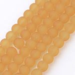 Chapelets de perles en verre transparent, mat, ronde, verge d'or, 8mm, Trou: 1~1.6mm, Environ 99 pcs/chapelet, 31.4 pouce