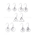 Edelstahl Ohrringe, Fassungen für Cabochon, Mischformen, Edelstahl Farbe, 42~45 mm, 21 Gauge, Stift: 0.7 mm, Fach: 8 mm