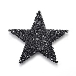 Parches de ropa de plastico, Parches termoadhesivos de rhinestone con fijación térmica, estrella, negro, 60x60x2.5mm
