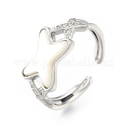Clear Cubic Zirconia Letter X Open Cuff Ring RJEW-N039-11P