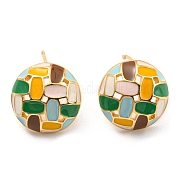 Плоские круглые серьги-гвоздики из латуни KK-C026-12G
