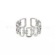 304 anillo de puño rectangular abierto de acero inoxidable para mujer RJEW-S405-237P