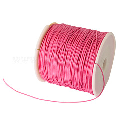 Fil de nylon tressé, Cordon à nouer chinois pour la création de bijoux en perles et macramé., rose chaud, 0.8mm, environ 100 yards / rouleau