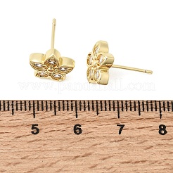 Valentinstag-Ohrstecker aus Messing mit Mikropavé-Fassung und klaren Zirkonia&nbsp;EJEW-C186-22G-04