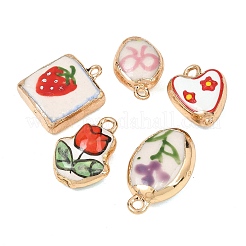 Porcelaine imprimée faite à la main avec pendentifs en laiton&nbsp;PR-CBA938E-04