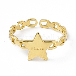 Bague manchette étoile en acier inoxydable 304 avec placage ionique (IP) pour femme&nbsp;RJEW-C060-10G