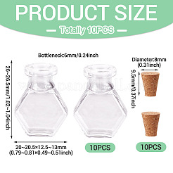 10 bouteille à souhaits en verre transparent&nbsp;AJEW-TA0002-85G