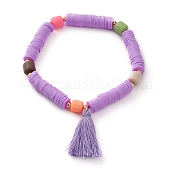 Perles heishi en pâte polymère bracelets à breloques extensibles&nbsp;BJEW-JB05912