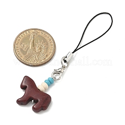 3 correa para teléfono móvil de latón sintético turquesa con diseño de caballo&nbsp;HJEW-JM04039
