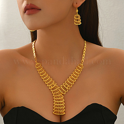 Elegante collana e orecchini a ventaglio cavo in lega mediorientale per donna&nbsp;QJ5284