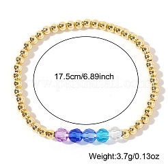 Elegantes pulseras elásticas de latón y cuentas de vidrio facetado&nbsp;CP7555-3