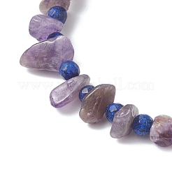Braccialetti con perline di lapislazzuli e ametista naturali per donna&nbsp;BJEW-JB12526-01