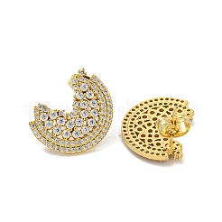 Orecchini a bottone in ottone con pavé di zirconi chiari&nbsp;EJEW-N054-53G