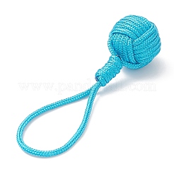 Décoration de pendentif en bois de boule tricotée de corde de polyester&nbsp;HJEW-JM01034