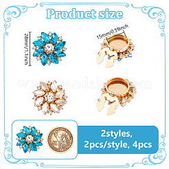 4 pz 2 colori lega strass gemelli&nbsp;HJEW-NB00214
