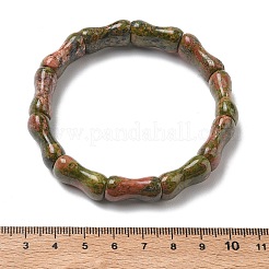 Braccialetti elasticizzati in bambù con perline naturali di unakite per uomo e donna&nbsp;BJEW-K304-01F