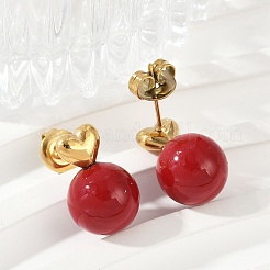 Pendientes de botón esmaltados de acero inoxidable 304&nbsp;EJEW-G423-11G