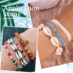4 Stück 2 Farben natürliche Muschel & synthetisches türkis geflochtenes Perlenarmband für Frauen&nbsp;BJEW-PA0001-01