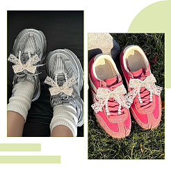 4 breloque pour chaussures en polyester et plastique ABS avec nœud papillon et imitation perle&nbsp;AJEW-DC0001-97