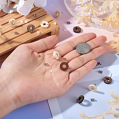 20 pièce 2 styles de boucles d'oreilles à tige en bois de frêne naturel en forme de beignet&nbsp;EJEW-TA0001-35