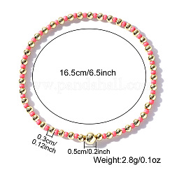 Braccialetti elastici in stile coreano con perline rotonde in ottone e semi di vetro per le donne&nbsp;XO1044-13