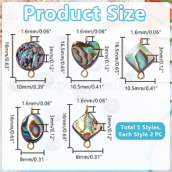 10 Stück 5 Stile natürliche Abalone-Muschel/Paua-Muschel-Verbindungsanhänger&nbsp;PALLOY-WH00011